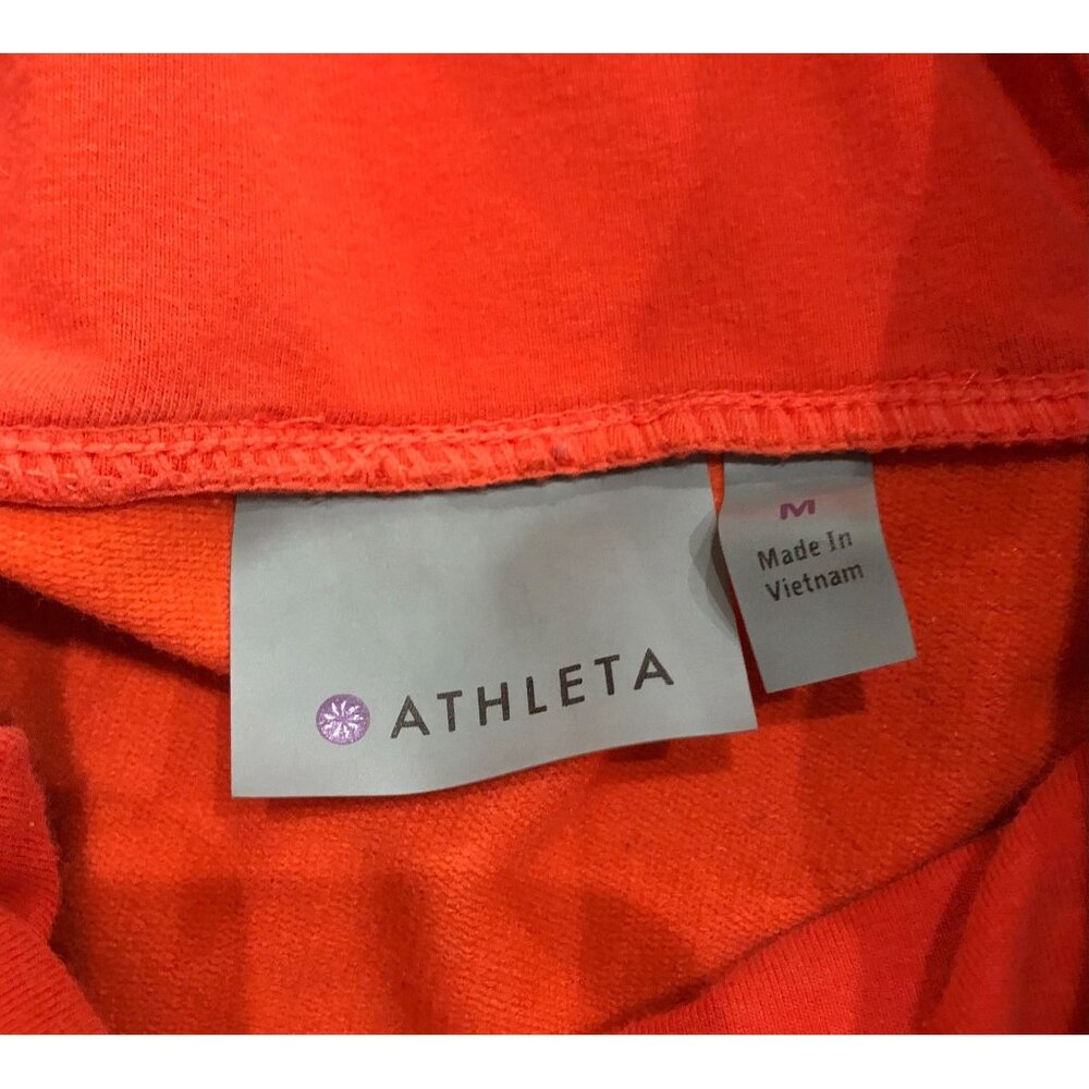 Athleta Sentry Hoodie Womens Medium Orange Cowl Neck Sweatshirt Pullover - Picture 2 of 5